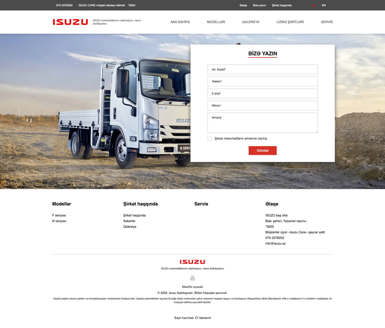 Isuzu Azerbaijan Company's Website 9