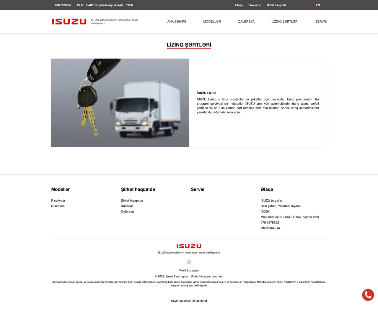 Isuzu Azerbaijan Company's Website 6