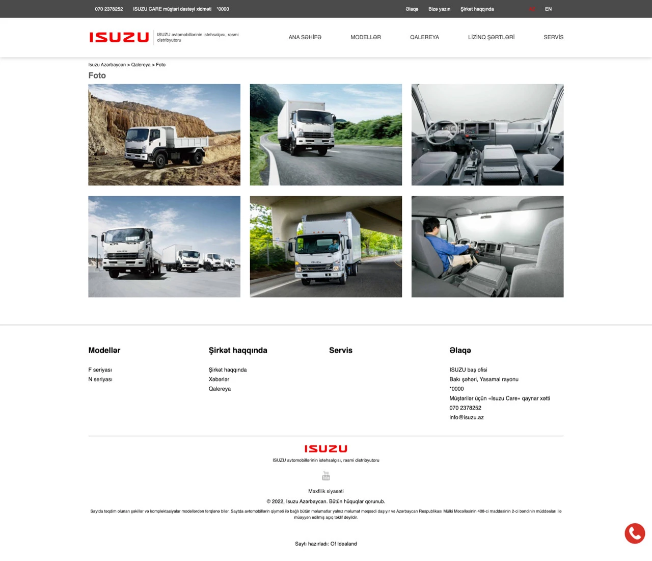 Isuzu Azerbaijan Company's Website 4