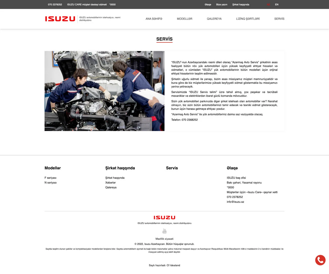 Isuzu Azerbaijan Company's Website 7
