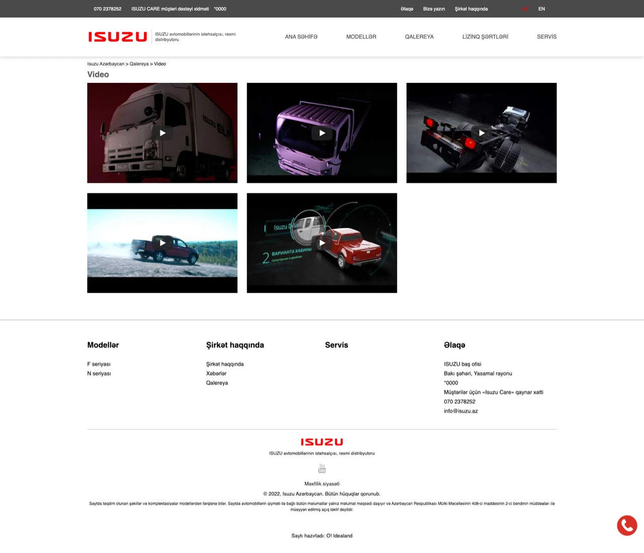 Isuzu Azerbaijan Company's Website 5