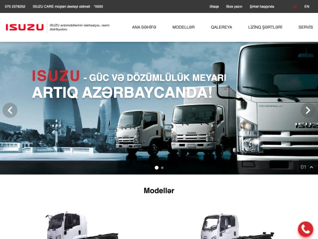 Isuzu Azərbaycan şirkətinin saytı