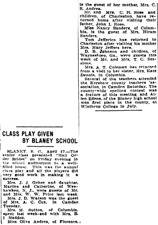 1929.04.28 - Class Play given by Blaney School