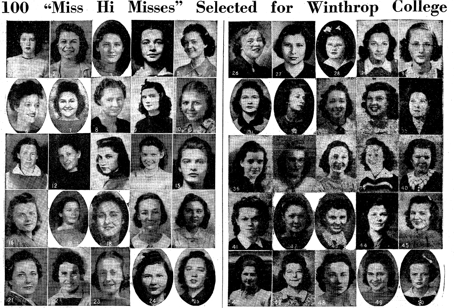1940.03.31 - 100 Miss Hi Misses Selected for Winthrop College
