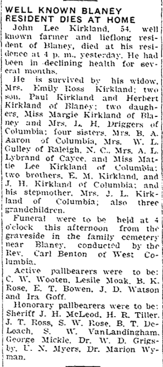 1942.11.23 - Well known Blaney resident dies at home