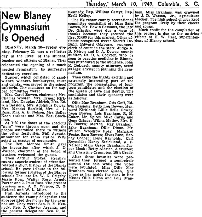 1949.03.10 - New Blaney Gymnasium is Open