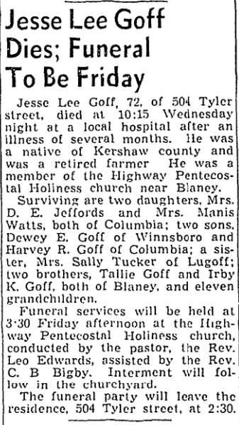 1951.02.01 - Jesse Lee Goff Dies Funeral To Be Friday.png