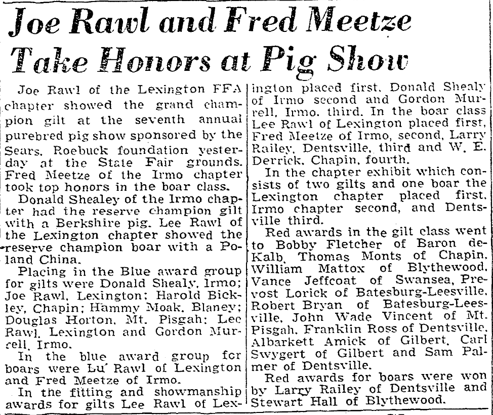 1951.11.15 - Joe Rawl and Fred Meetze Take Honors at Pig Show