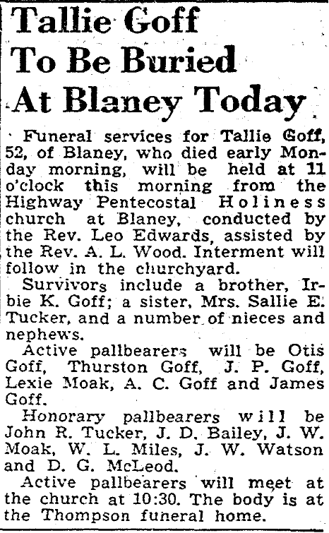 1951.12.26 - Tallie Goff To Be Buried At Blaney Today.png