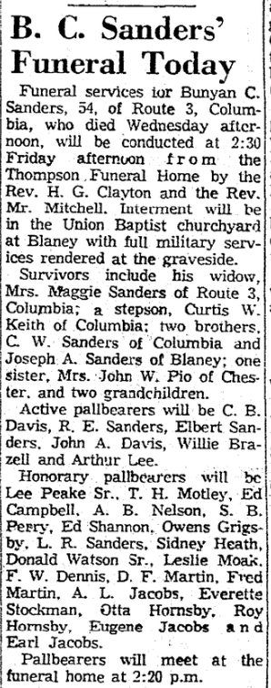 1961.10.13 - B C Sanders Funeral Today.png
