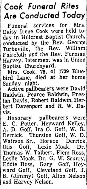 1964.03.03 - Cook Funeral Rites Are Conducted Today