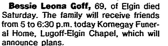 1991.12.15 - Bessie Leona Goff