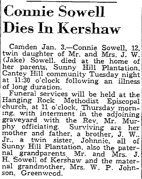 Connie Sowell Dies in Kershaw