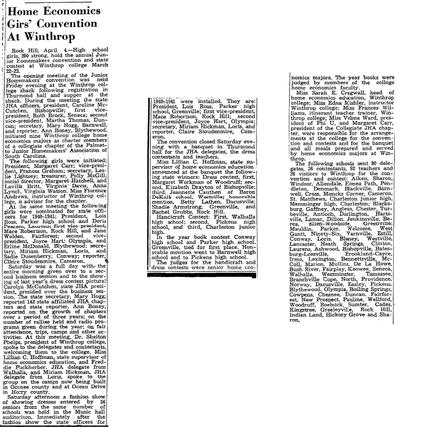 1940.04.05 - Home Economics Girls Convention At Wintrop