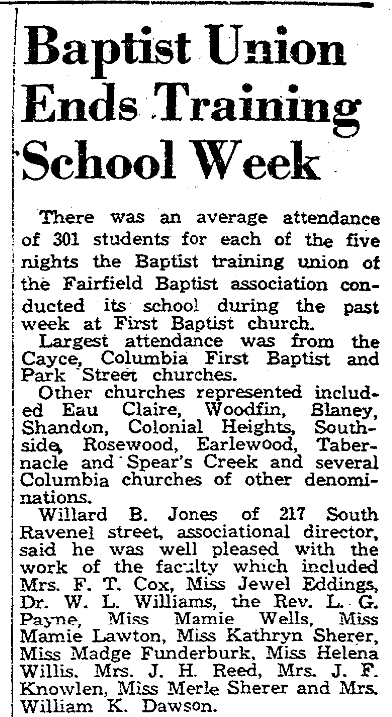 1940.04.07 - Baptist Union Ends Training School Week