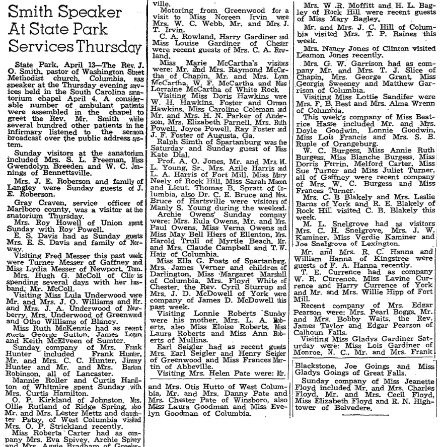 1940.04.14 - Smith Speaker At State Park Service Thursday