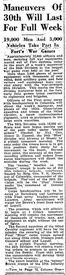 1941.04.28 - Maneuvers of 30th Will Last For Full Week