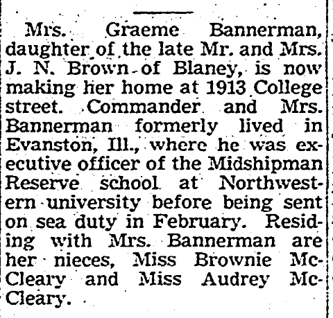 1942.04.12 - Mrs. Graeme Brannerman
