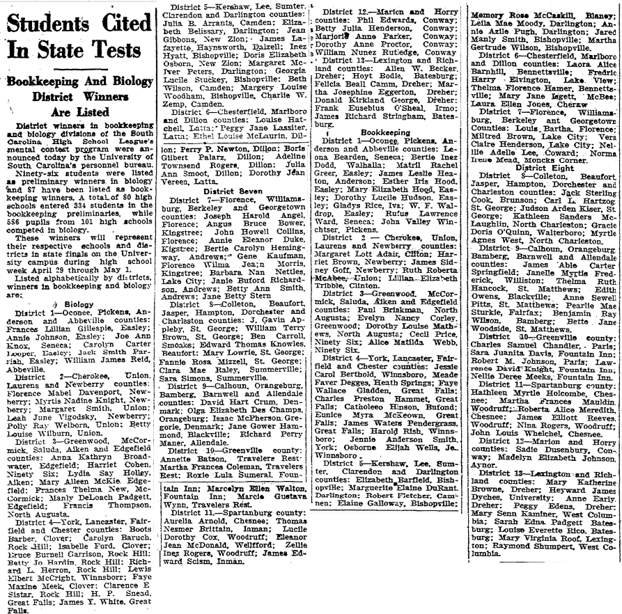 1942.04.24 - Students Cited In State Tests