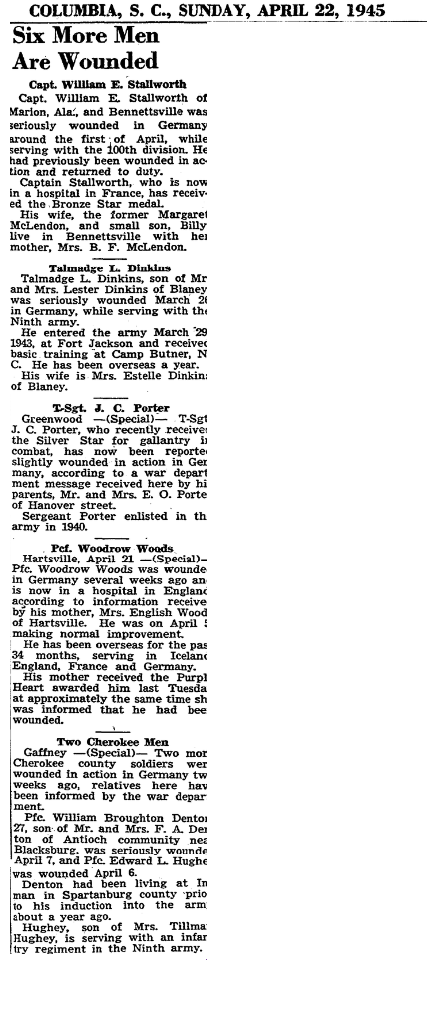 1945.04.22 - Six More Men Are Wounded