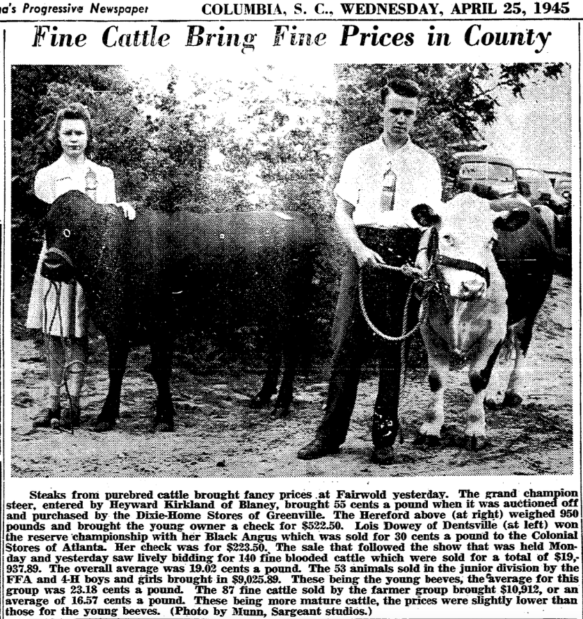 1945.04.25 - Fine Cattle Bring Fine Prices in County