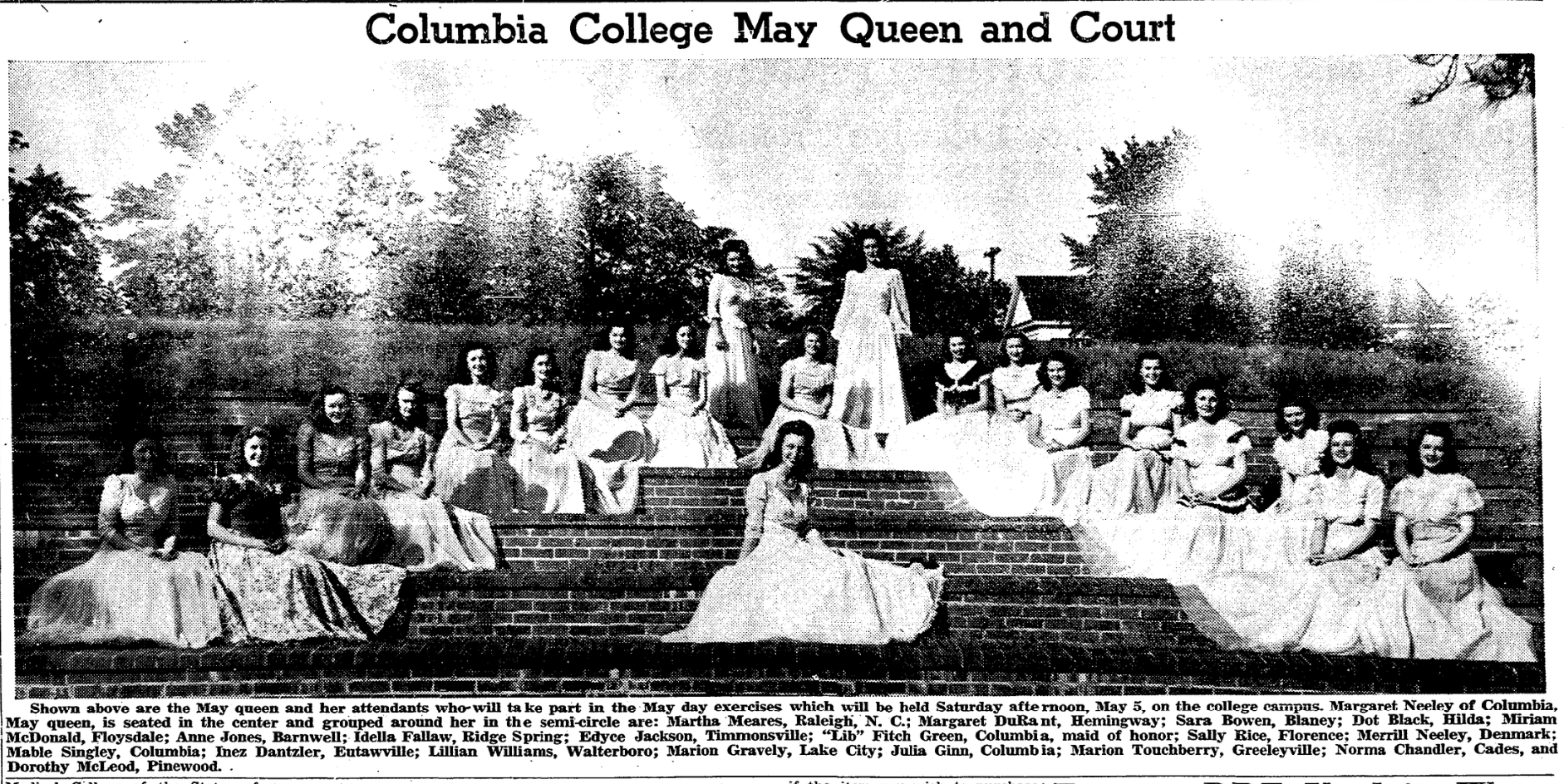 1945.04.29 - Columbia College May Queen and Court