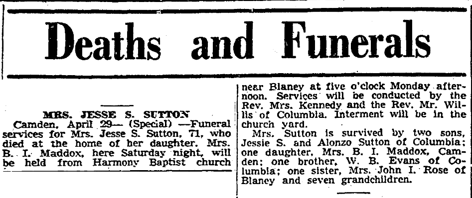 1945.04.30 - Mrs Jesse S Sutton