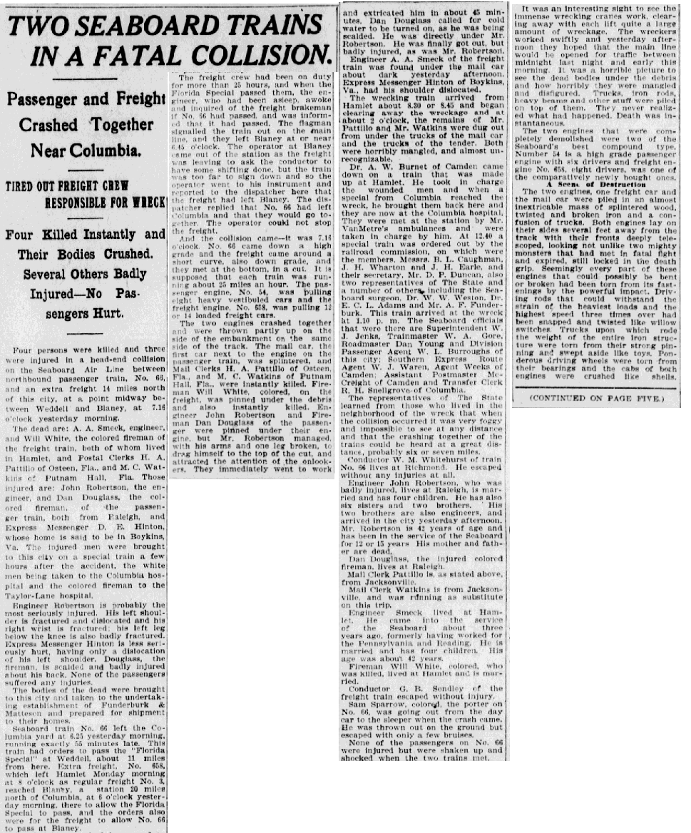 1906.01.31 - Two Seaboard Trains In A Fatal Collision