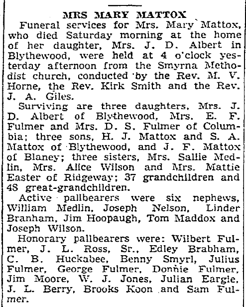 1948.05.03 - Mrs Mary Mattox