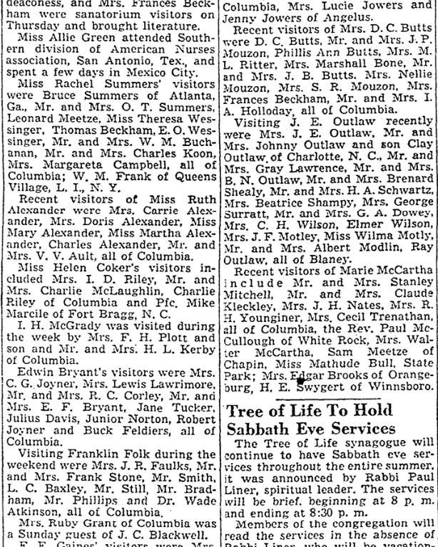 Ridgewood News Kershaw County, South Carolina History