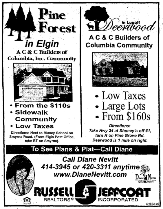 Pine Forest in Elgin Kershaw County, South Carolina History