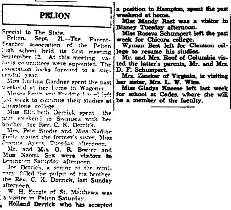 September 1929 Kershaw County, South Carolina History