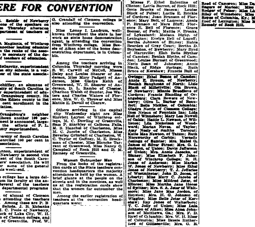 March 1925 Kershaw County, South Carolina History