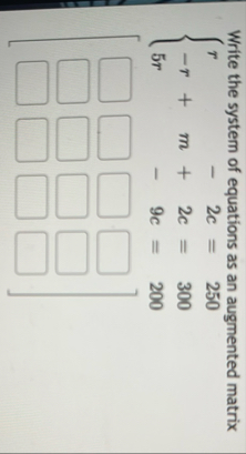 URGENT Write the system of equations as an URGENT