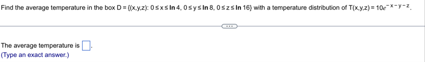 Find the average temperature in the box D = { ( x