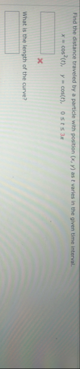 Find the distance traveled by a particle with