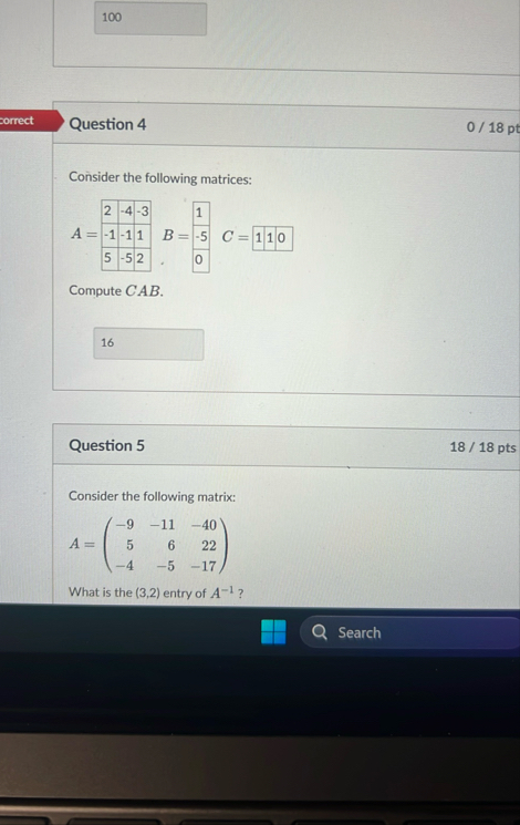 sorrect Question 4 0 1 8 pt Consider the