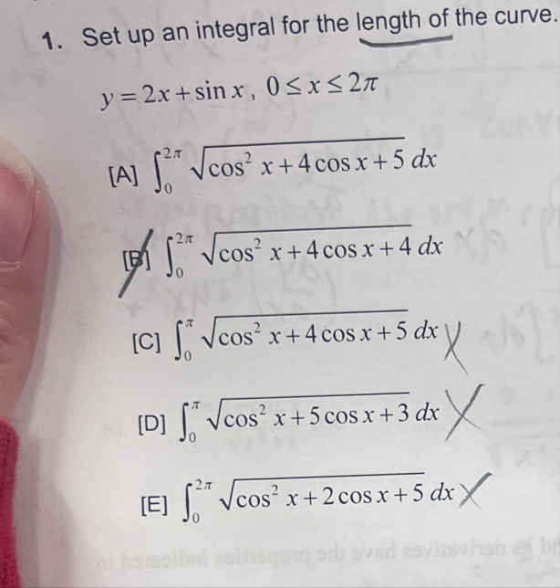 Set up an integral for the length of the curve. y