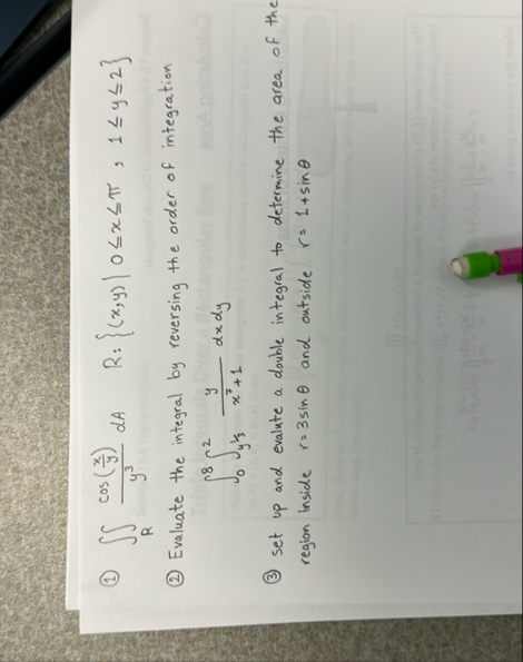 R c o s ( x y ) y 3 d A , R : { ( x , y ) | 0 x ,