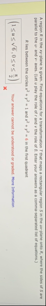 A region R in the x y - plane is given. Find