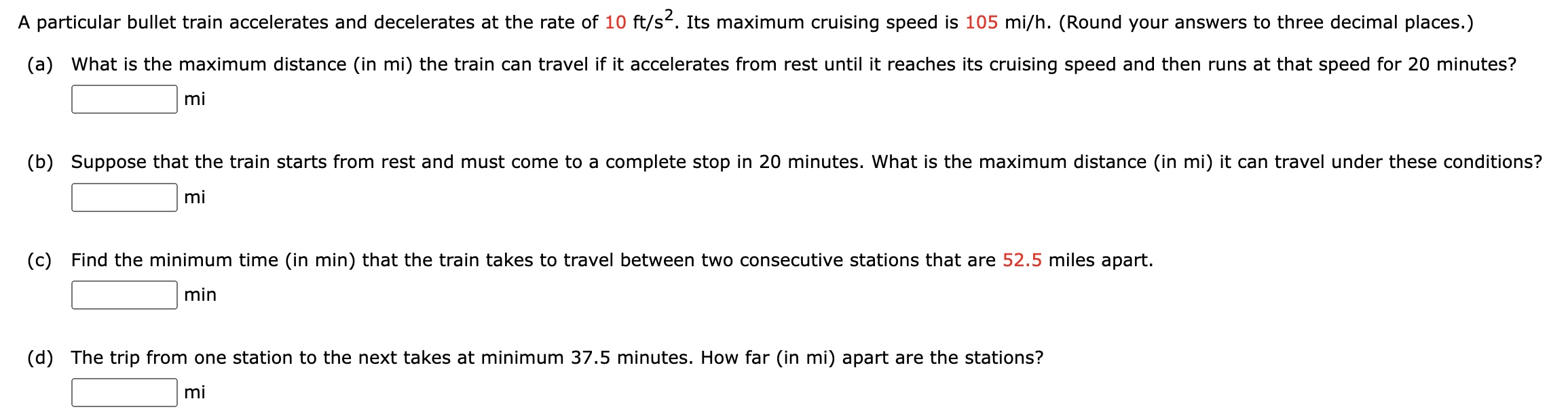 A particular bullet train accelerates and