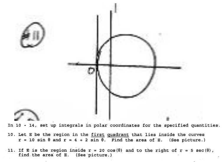 In 1 0 - 1 4 , set up integrals in polar
