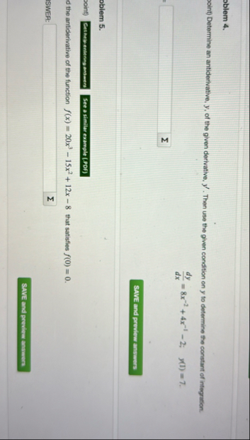 oblem 4 . point ) Determine an antiderivative, y