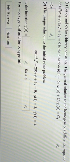 ( 1 ) Let C 1 and C 2 be arbitrary constants. The