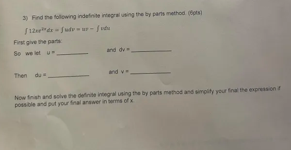 Find the following indefinite integral using the