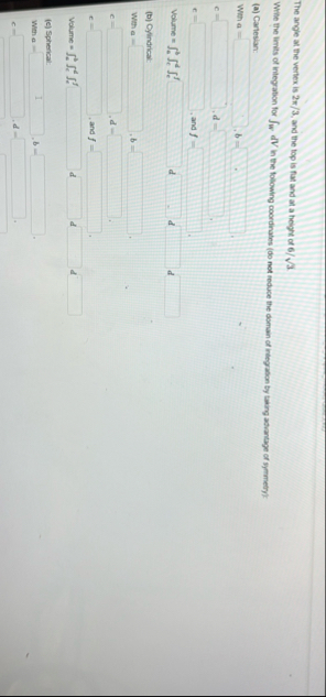 The angle at the vertex is 2 3 , and the top is