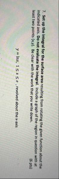 Set up the integral for the surface area