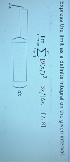Express the limit as a definite integral on the