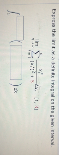 Express the limit as a definite integral on the