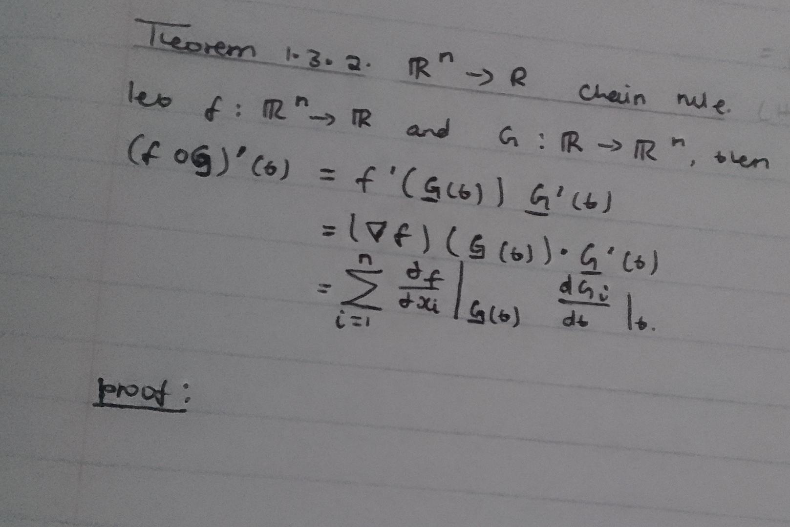 Thorem 1 . 3 . 2 . R n R chein nule. leo f : R n